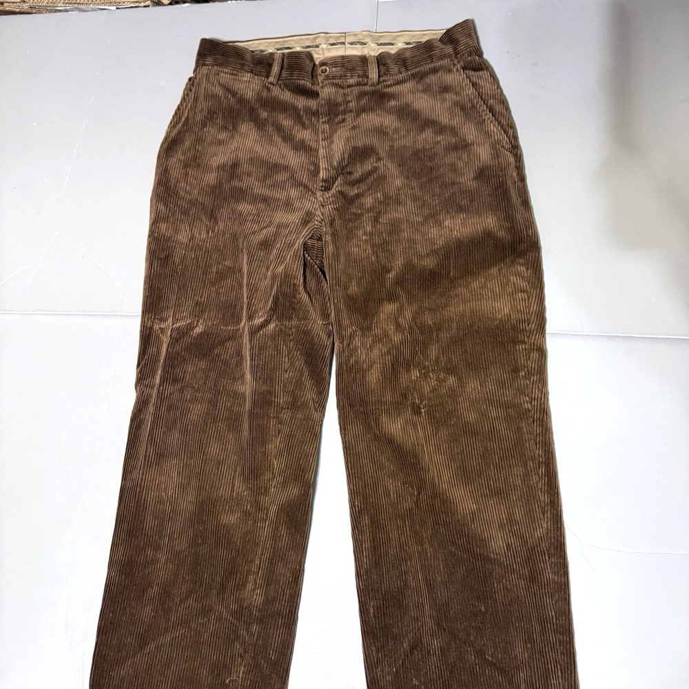 Polo Ralph Lauren Corduroy Pants 32 30 Brown Flat Front Vtg Solid Cotton